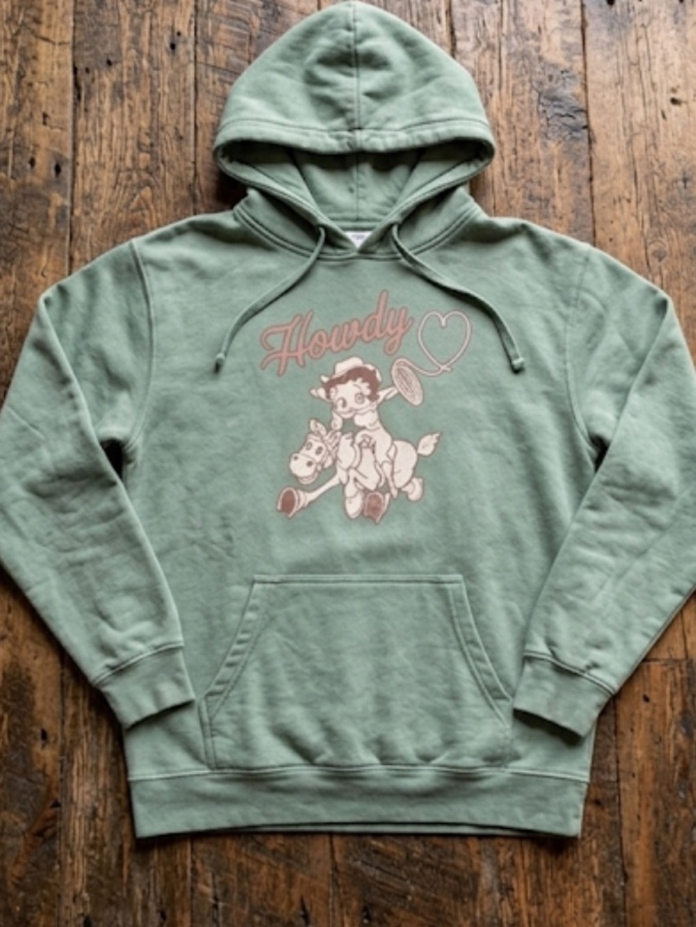 Betty Boop Cowboy Hoodie Green